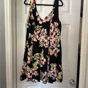 Torrid Floral Fit Flare Dress Black Pink Plus Size 20